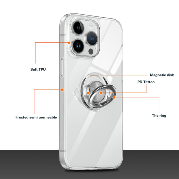 Transparent mjukt Tpu- case för Iphone 15 Plus anti-scratch Stötsäkert cover med stöd