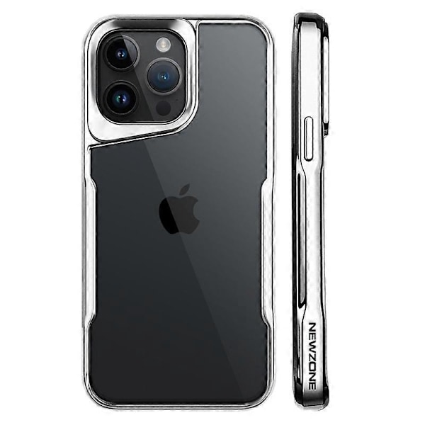 NEWZONE Mobilskal för iPhone 15 Pro Max, Matt, Falltåligt TPU+Akrylskal Multicolor Titanium Silver