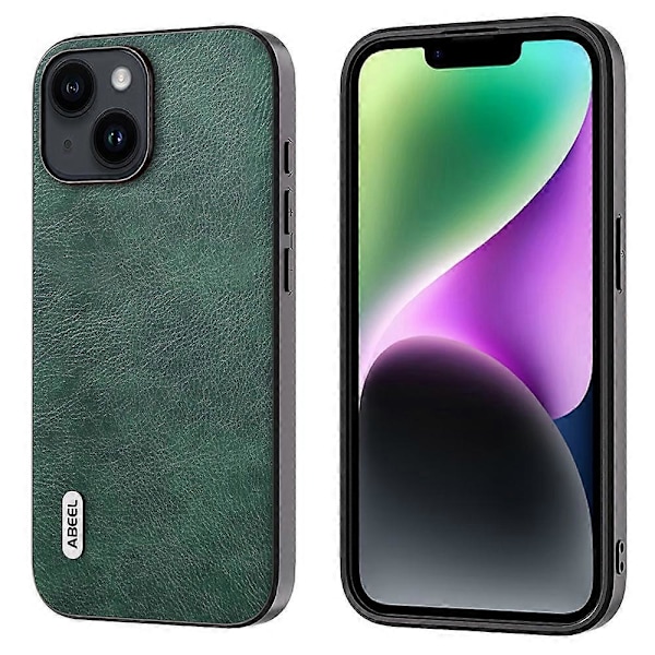 Stöttåligt skal för iPhone 14 Plus Läderbelagt TPU+PC Skyddande Mobilskal Multicolor Style B
