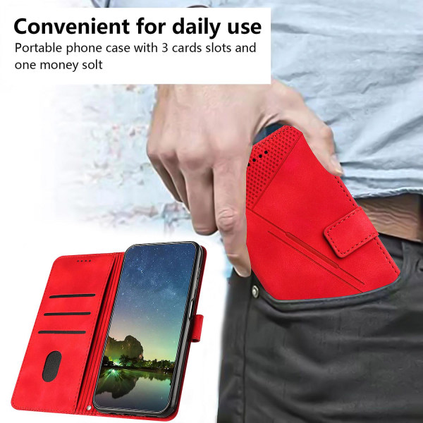 Cover för Motorola Moto G Stylus 4g (2022), Triangle Imprint Plånboksställ Anti-fall phone case med rem Red