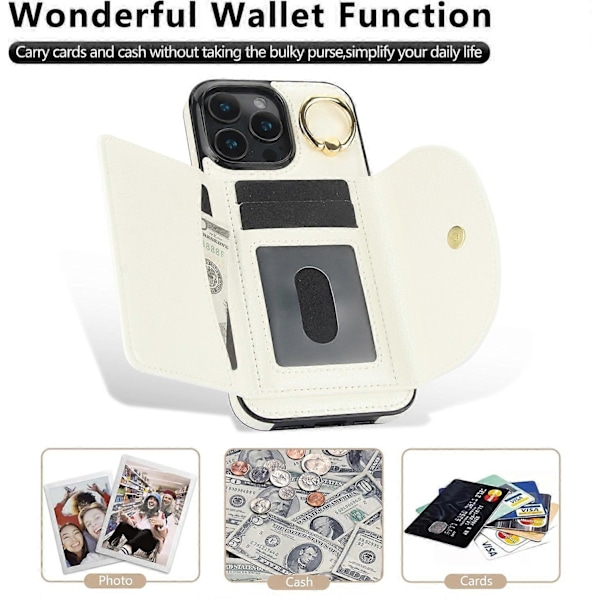 Til iPhone 16 Pro Etui RFID Blokerende Tegnebog Støtteben Læder+TPU Telefon Cover Multicolor Style F