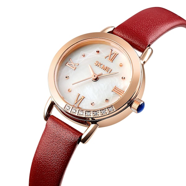 Skmei 1769 Ternede Teksturerede Urskive Quartz Ur Til Damer Red