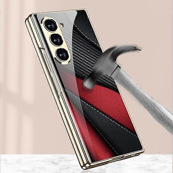 GKK Etui til Samsung Galaxy Z Fold6 5G Elektroplettering Trykt Mønster Hærdet Glas+PC Telefoncover Multicolor Style H
