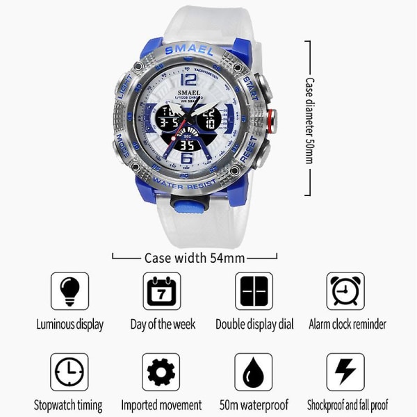 Smael Dual Time Digital Watch För Män Militär Sport Kronograf Quartz Armbandsur Beige Armband Med Datum Elektronisk Klocka Hane Black Golden