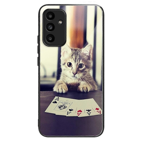 Til Samsung Galaxy A15 4G/5G Hærdet Glas Cover Stødsikker Beskyttelse Mønsterprint Multicolor Cat