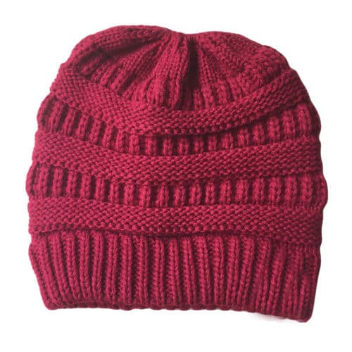 Dam Vintervarmer Stickad Lue Strikket Messy Hat Red