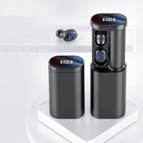 Bluetooth Øretelefoner C1 Trådløst Binauralt Bluetooth Headset Strømdisplay Ultralang Standby Powerbank Black