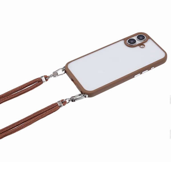 Skal till iPhone 16 TPU+PC Kristallklart Baksidesskydd med Snodd Multicolor Style D