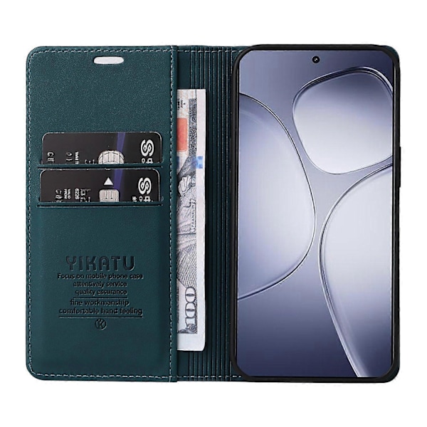 YIKATU YK-001 Fodral för Xiaomi Redmi K70 Ultra Ställ Läder Telefonskal Stark Magnetisk Stängning Multicolor Green