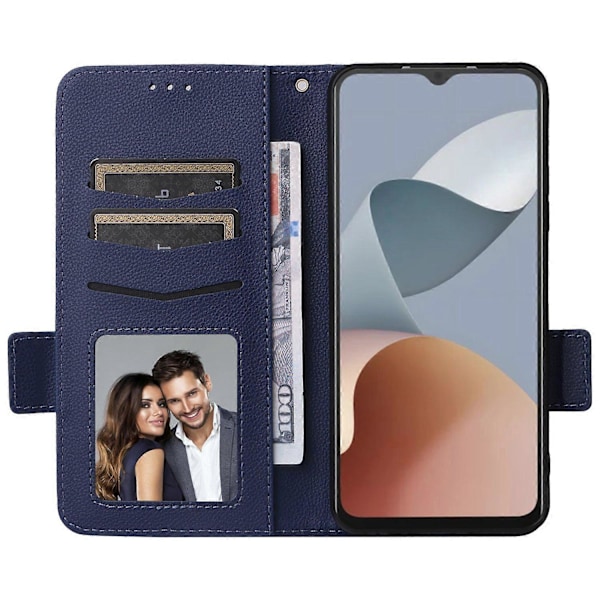För ZTE Blade A34 Mobilskal Läder Litchi Textur Skydd med Magnetlås Multicolor Dark Blue