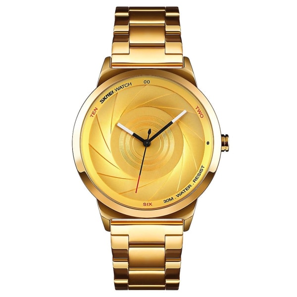 Skmei 9210 3d Surface Waterproof Quartz Watch Guld Gold