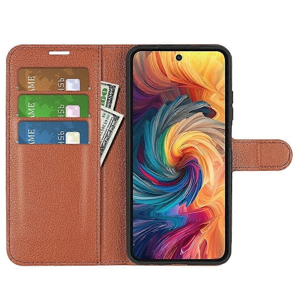 Til ZTE Blade V70 Etui Litchi Tekstur Stødsikkert Læder Wallet Telefon Cover - Grøn Multicolor Brown