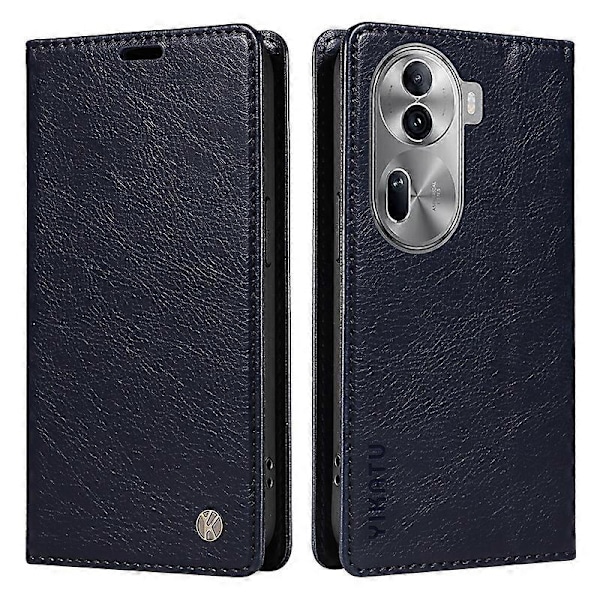 YIKATU YK-006 Mobilskal för Oppo Reno11 5G, Litchi-texturerat PU-läder, Ställ, Plånboksfodral Multicolor Navy Blue