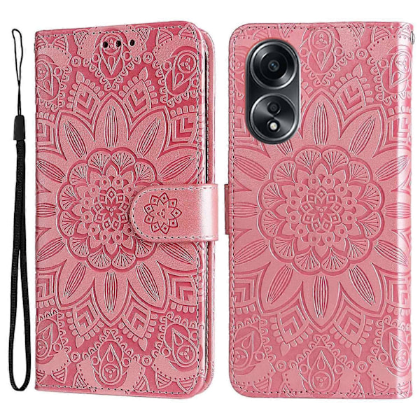 Mobiltelefonetui til Oppo A58 4G, Wallet Stand Shell PU Læder Solsikke Præget Telefoncover Multicolor Style E