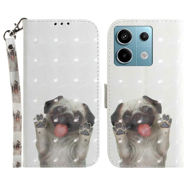 Til Xiaomi Redmi Note 13 Pro 5G/Poco X6 5G Wallet Case 3D Mønster Print Læder Cover med Rem Multicolor Pug