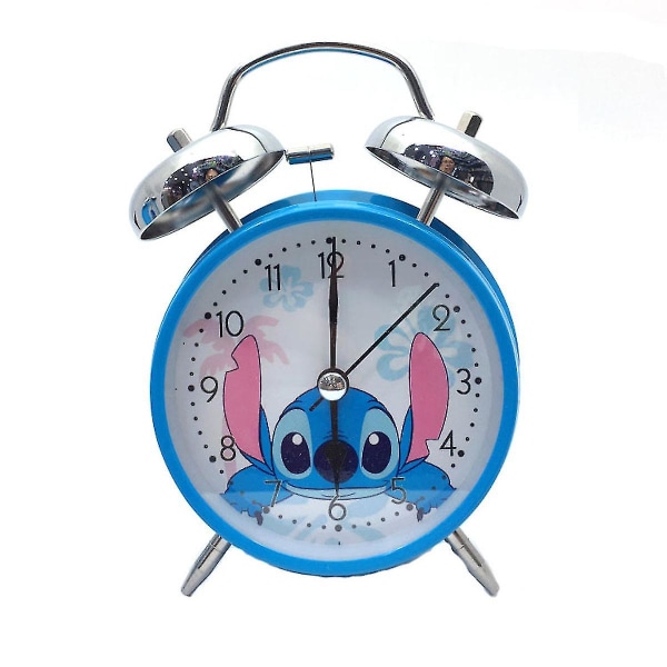 Söt Stitch Twin Bell Anime Väckarklocka Non Ticking Analog Bell Clock