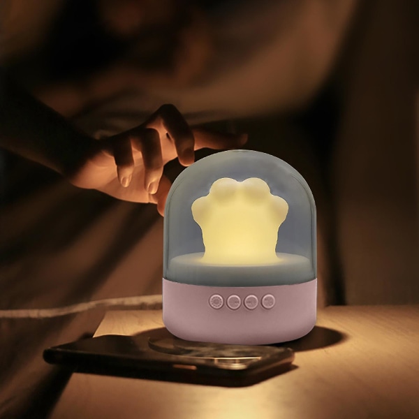 Kattepote Lampe, Bluetooth Audio Højttaler Natlampe, Smart Vækkeur Bærbar Trådløs Soveværelse Sengelampe Læselampe, Musik Sovelampe Support Sp