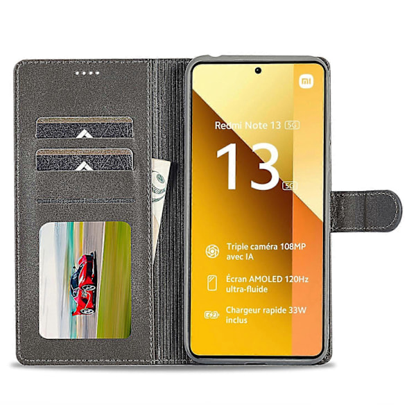 LC.IMEEKE Plånboksfodral med Ställ i Kalvtexturerat Läder för Xiaomi Redmi Note 13 Pro 5G/Poco X6 5G Multicolor Grey
