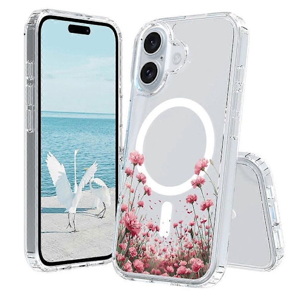 Skal för iPhone 16 Kompatibelt med MagSafe Blommönster Tryck TPU+PC Telefonskal - Stil G Multicolor Style D