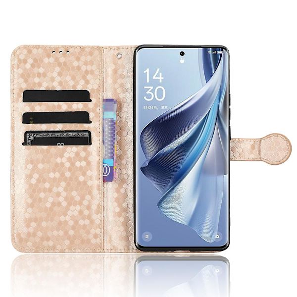 Til Oppo Reno10 Pro+ 5g PU Læder Wallet Mobil Case Dot Præget Flip Stand Telefon Cover Rose Gold