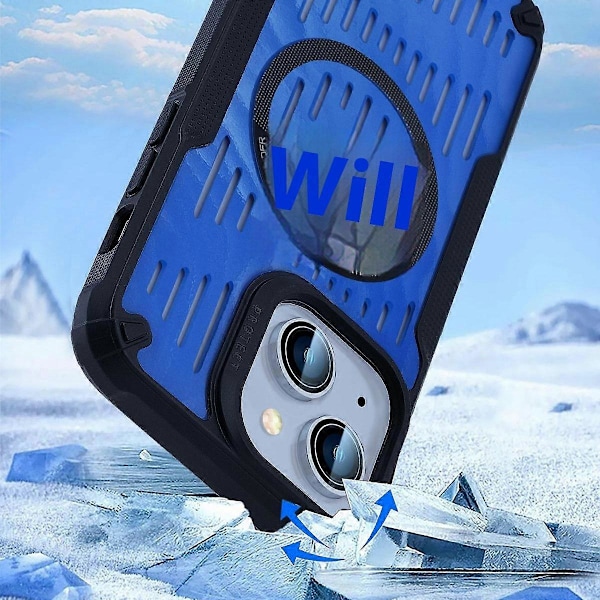 För iPhone 14 Skal Värmeavledning Ihålig Magnetisk TPU+PC Telefonskal Kompatibel med Magsafe Multicolor Style C
