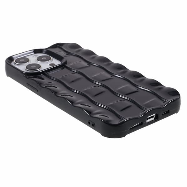 För Iphone 14 Pro 3d Stripes Pattern Phone case Flexibelt Tpu Stötsäkert cover Black