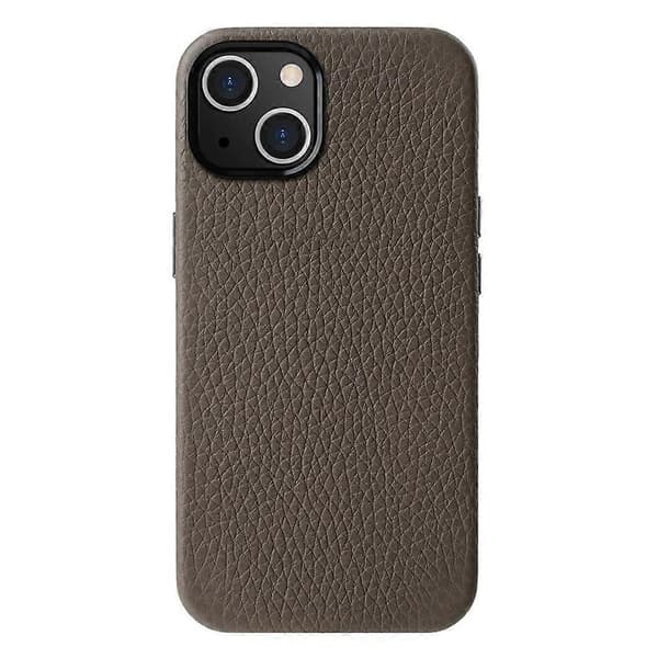 MELKCO Etui til iPhone 14 Plus Magnetisk Ægte Koskindslæder+PC Anti-drop Telefoncover Multicolor Style D