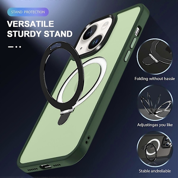 För iPhone 13/14 6.1 tum Kompatibelt med MagSafe Mobilskal PC+TPU Ring Ställ Skyddande Fodral Multicolor Style D