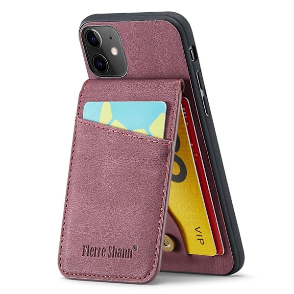 FIERRE SHANN Kickstand -puhelinkotelo iPhone 11:lle PU-nahkaa+TPU-korttipaikkakotelo Multicolor Style B