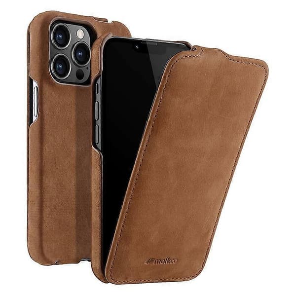 MELKCO Skyddsskal för iPhone 13 Pro Max, Äkta Läder+PC Vertikalt Flipfodral Multicolor Style E