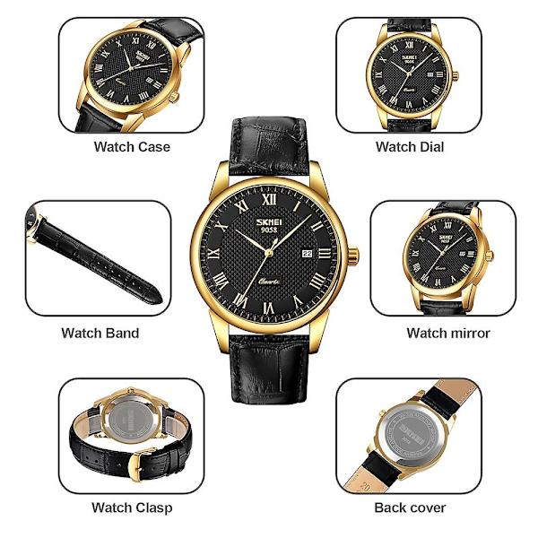 Skmei 9058 multifunktionell utomhus mode vattentät guldskal kvarts watch Silver Brown