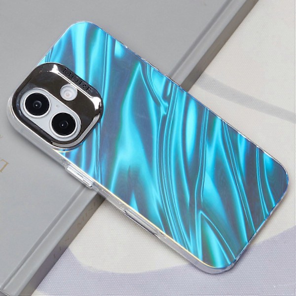 Skal för iPhone 16 Plus Silikon+PC IMD Lasertextur Matt Telefonskydd-AK6 Multicolor AK4
