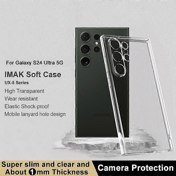 IMAK UX-5 -sarja Samsung Galaxy S24 Ultra TPU -kotelolle Läpinäkyvä ohut puhelinkuori