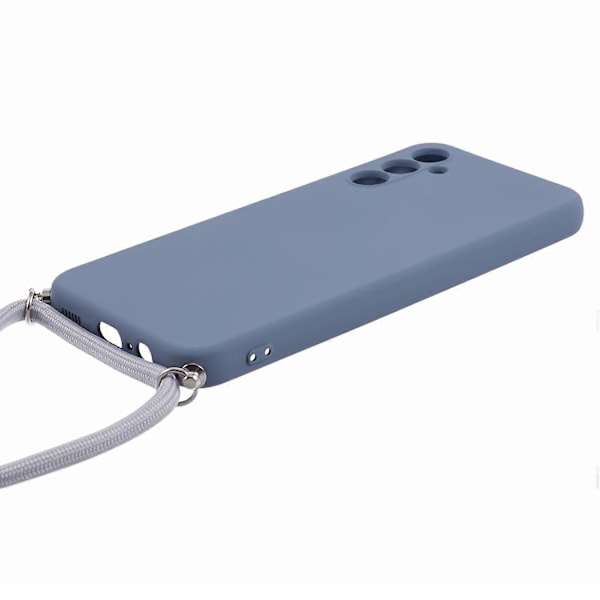 Samsung Galaxy A34 5G -kotelo, kuituvuorattu TPU-puhelinkotelo pitkällä kaulanauhalla - vaaleanvioletti Multicolor Lavender Grey