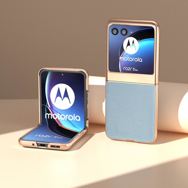 Äkta koläder + PC- cover till Motorola Razr 40 Ultra 5g, nanogalvaniserat phone case Baby Blue