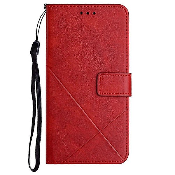 Ridsefast Solid Farve Stribe Læder Telefon Etui Wallet Shell til Xiaomi Redmi Note 10 Multicolor Style D