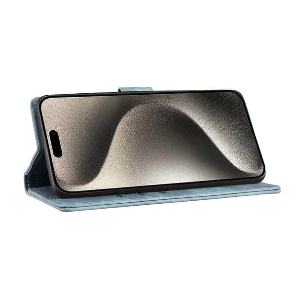 Til iPhone 16 Pro Max Cover Hjerte Kat Foldbart Stativ PU Læder Telefon Cover - Grøn Multicolor Blue