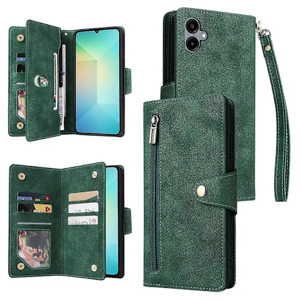 Til Samsung Galaxy A06 Etui Lynlås Pung Læder Støtteben Telefon Cover Nittedekor Multicolor Style D