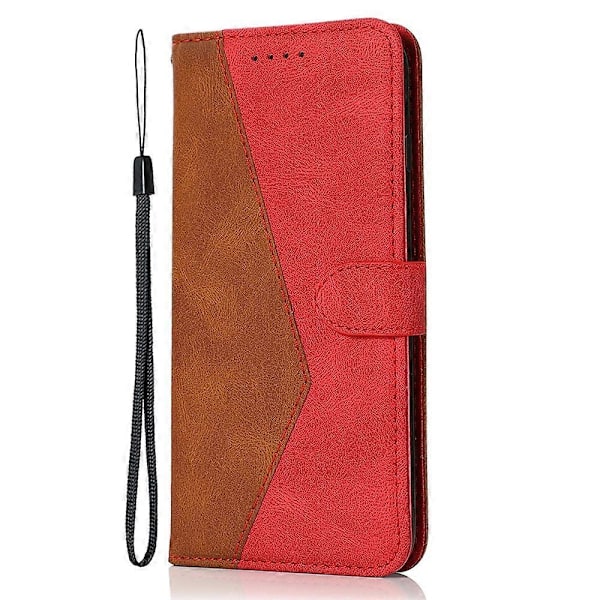 Fodral för Xiaomi 14T Färgskarvning Plånboksställ Läder Telefonfodral med Handledsrem Multicolor Style E