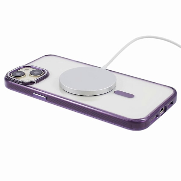 Skal för iPhone 15 Plus Kompatibelt med MagSafe, Magnetisk Ring+TPU+PC+Aluminiumlegeringsskal Multicolor Style E