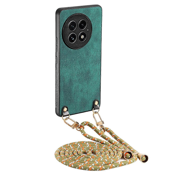 Retro læder telefoncover til OnePlus 13 med justerbar rem Multicolor Style D