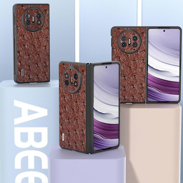 Skal till Huawei Mate X5 Äkta Koläder+TPU+PC Strutsstruktur Vikbart Telefonskydd Multicolor Style D