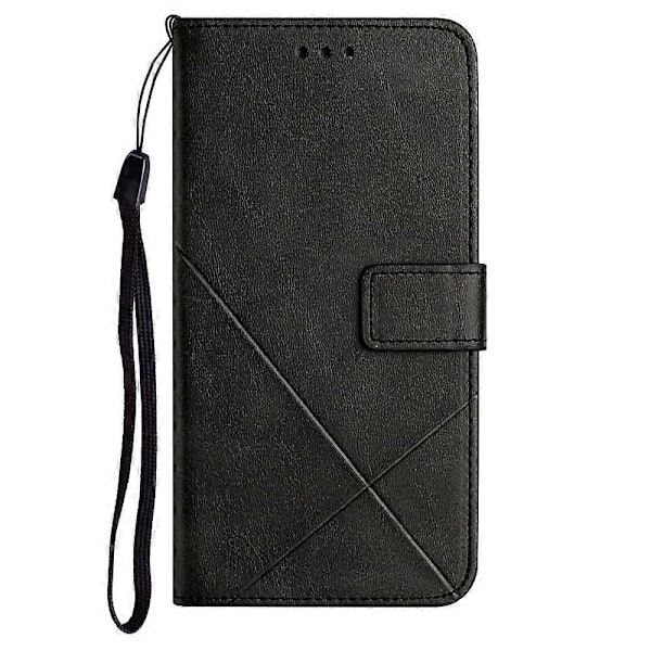Ridsefast Solid Farve Stribe Læder Telefon Etui Wallet Shell til Xiaomi Redmi Note 10 Multicolor Style A