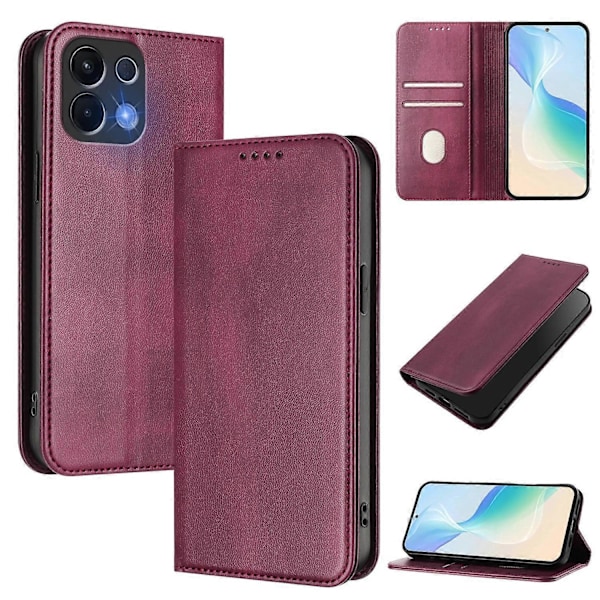 For Oppo K13 5G Wallet Cases Retro Tekstur RFID-blokering Læder Telefon Cover Multicolor Wine Red