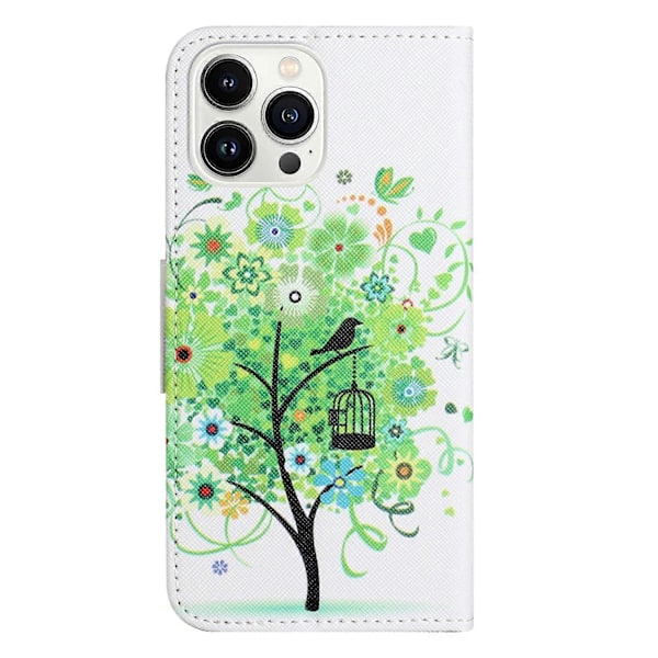 Til iPhone 15 Pro Max Mobiltelefon Etui Mønsterprint Læder Wallet Stand Telefon Cover Multicolor Style A