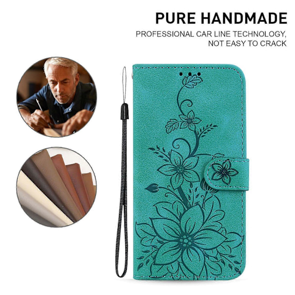 Til Samsung Galaxy S23 FE Præget Lily Blomst Smartphone Etui PU Læder Standpung Cover Multicolor Style C