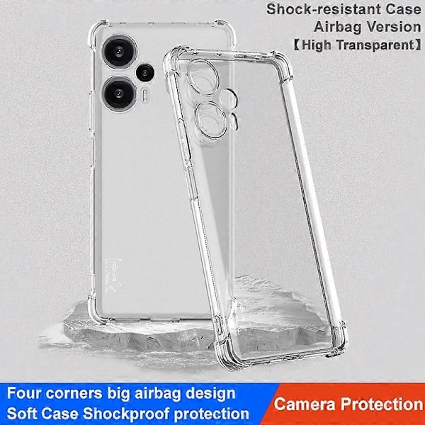IMAK Flexibelt TPU-skal för Xiaomi Redmi Note 12 Turbo/Poco F5 5G, Genomskinligt Stötsäkert Airbag-skydd