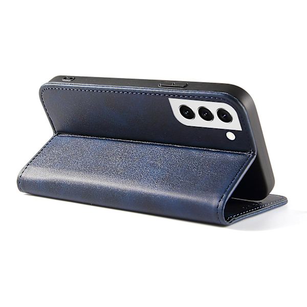 Fallsäkert phone case för Samsung Galaxy S21 Fe 5g , Pu läder plånboksställ Business Style Cover Blue