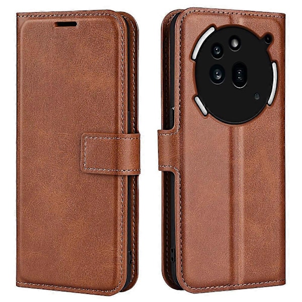 Til Nothing Phone Pro Stand Case Anti-Scratch Kalvetekstur Læder Telefoncover Multicolor Light Brown
