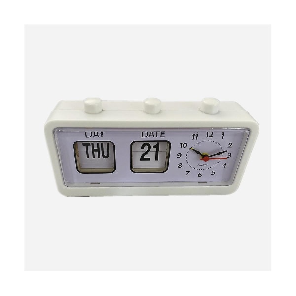 Mekanisk Vekkerklokke Nyhet Flip Klokke Skrivebord Digital Klokke Med Kalender Klokke Hjemmeinnredning Retr White